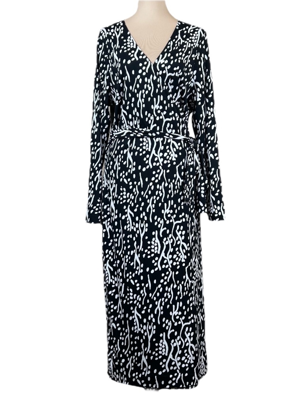 Diane Von Furstenberg X Target Black White Long Sleeve Wrap Dress Size XXL